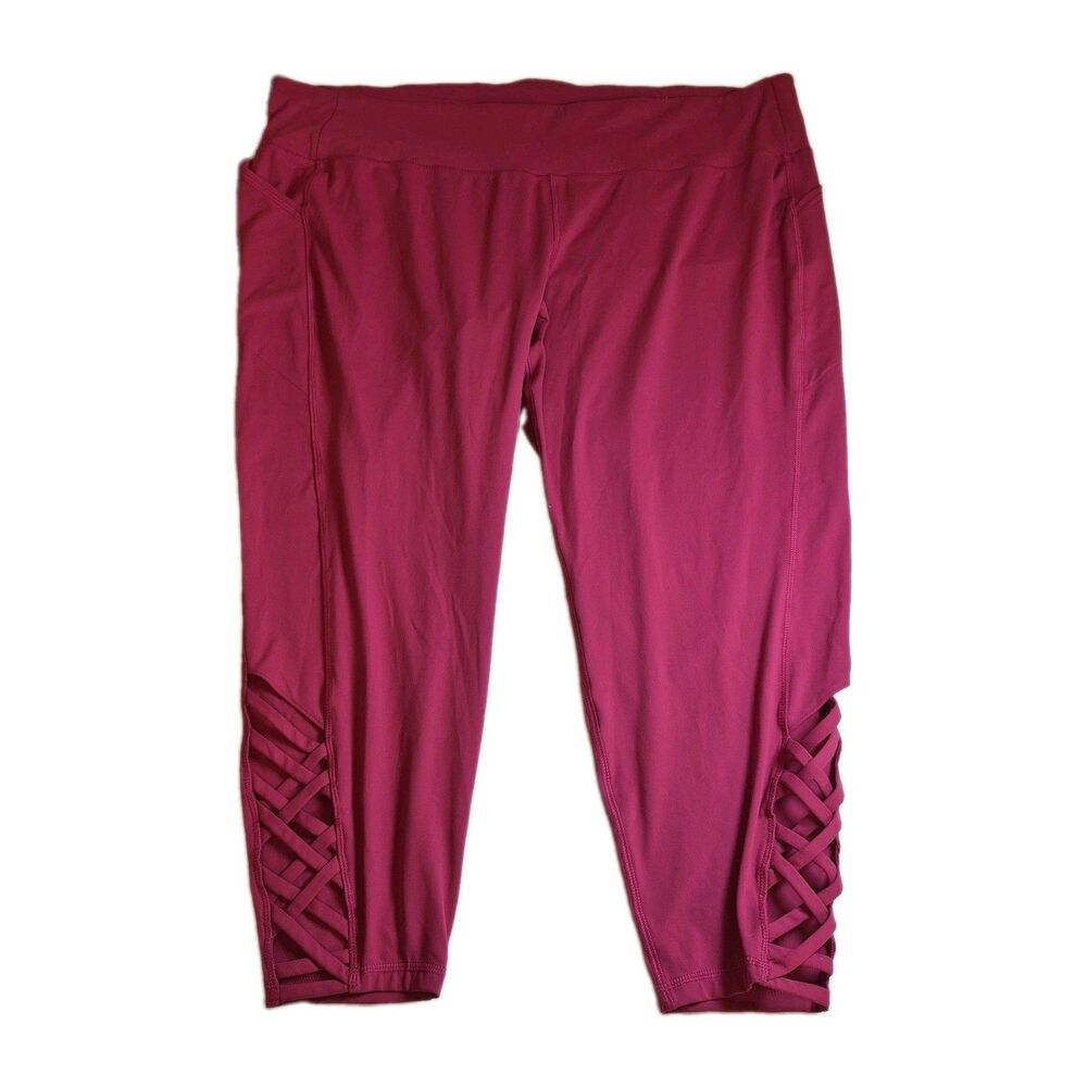 Lane Bryant LIVI Womens Capri 7/8 Leggings Size 30/32 5X Fuchsia Lattice Accent